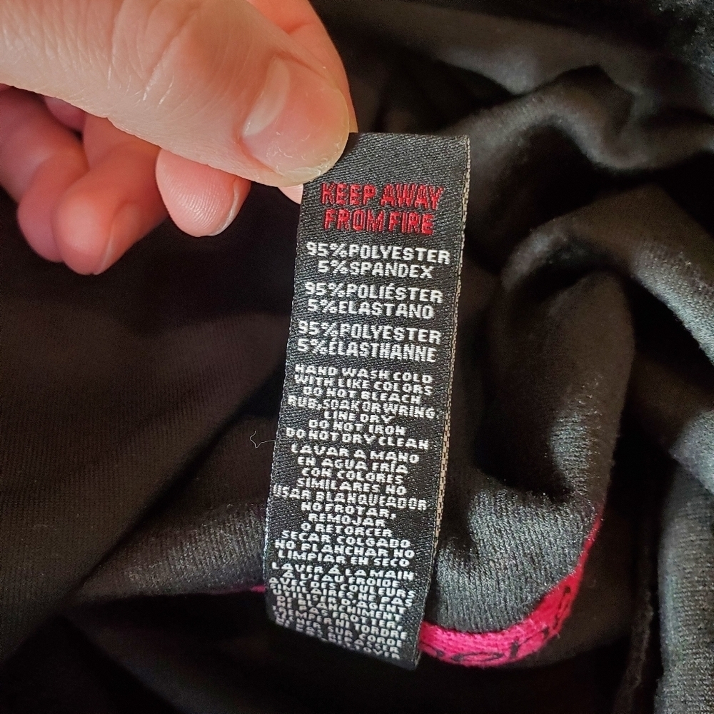 Bebe Women's Black and Pink Rhinestone Sleepwear Dress Velour Size Medium - Picture 6 of 17